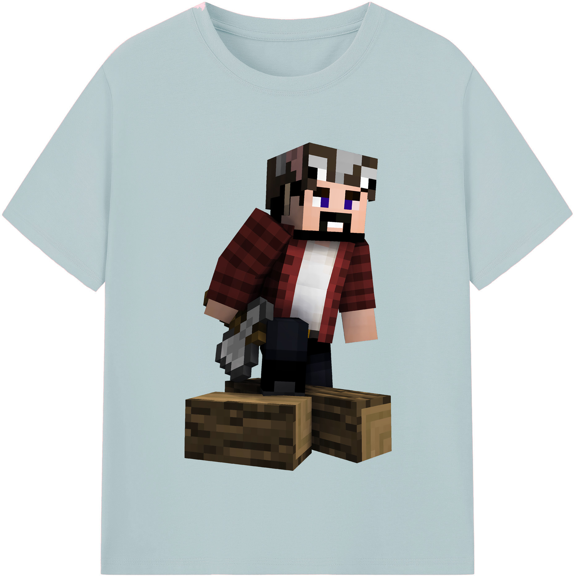 （画像用） マインクラフト ブロックの世界 Minecraft MC Block world 綿100％半袖Tシャツ（フロントプリント）